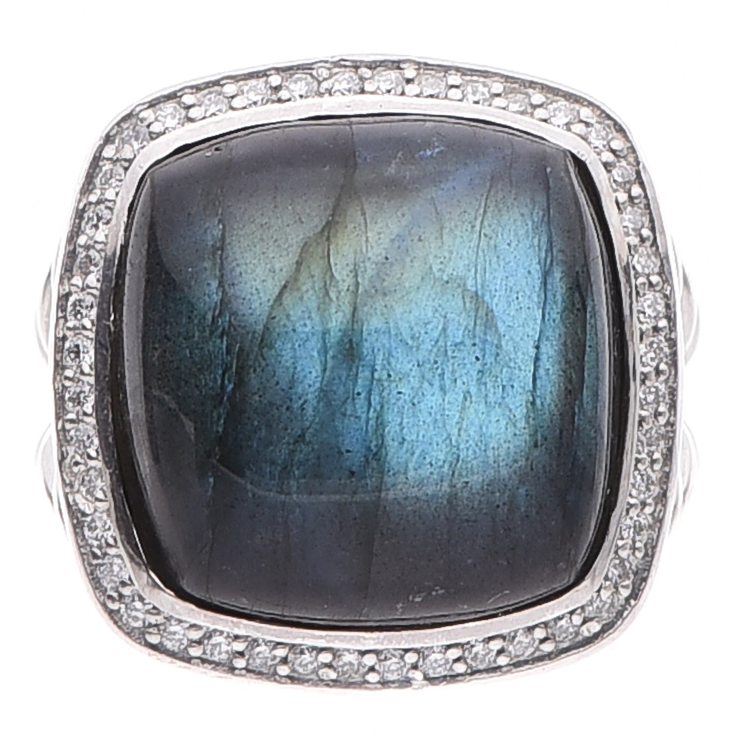 David Yurman Sterling Silver Diamond Labradorite 17mm Albion Ring 54 7 1 of 6