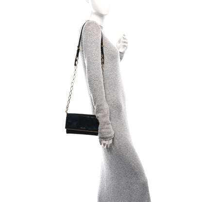 Prada Vernice Metal Bar Chain Wallet Black 2 of 9