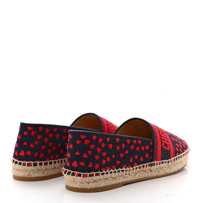 Christian Dior Cotton Embroidered Hearts Granville Espadrille 38.5 Blue Red 4 of 10