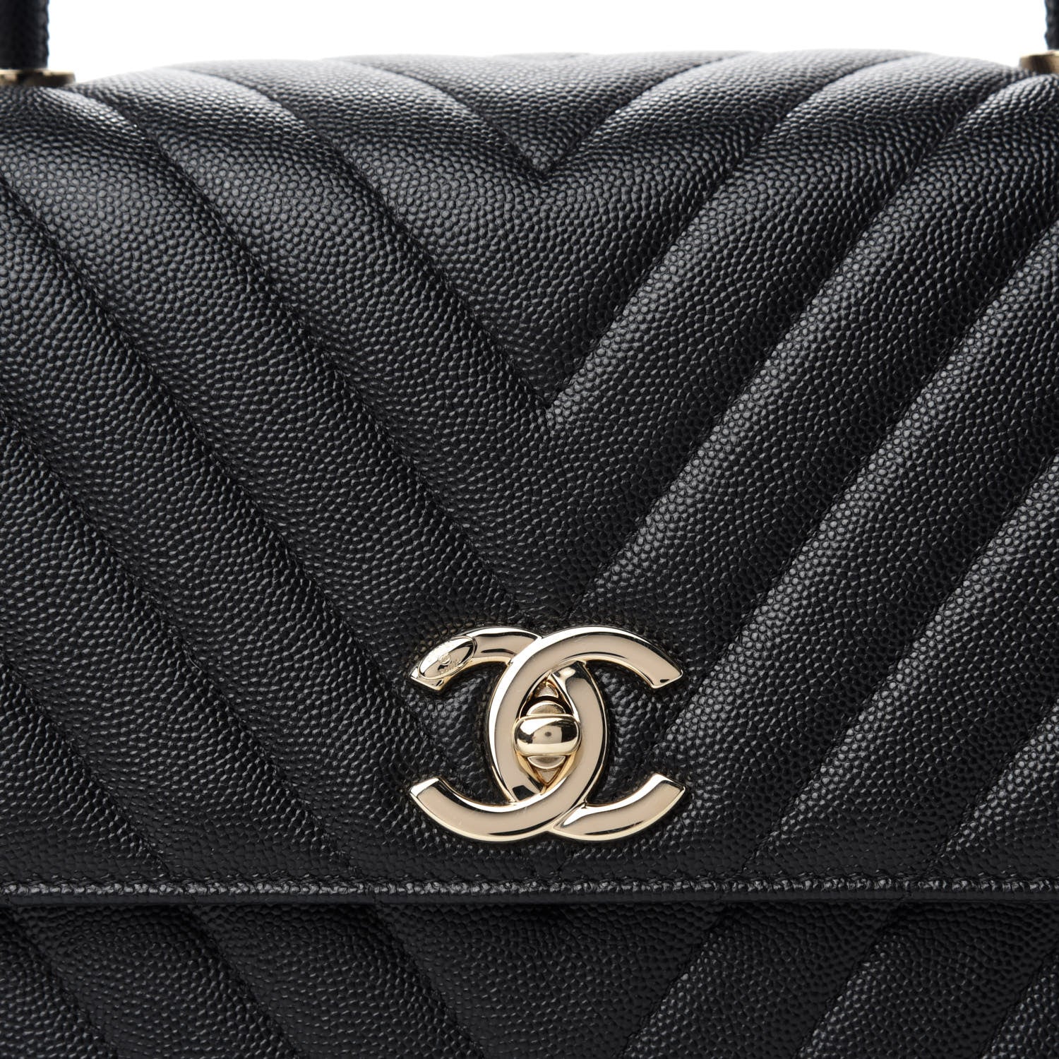 Chanel Caviar Chevron Quilted Small Coco Handle Flap Black 11 of 11