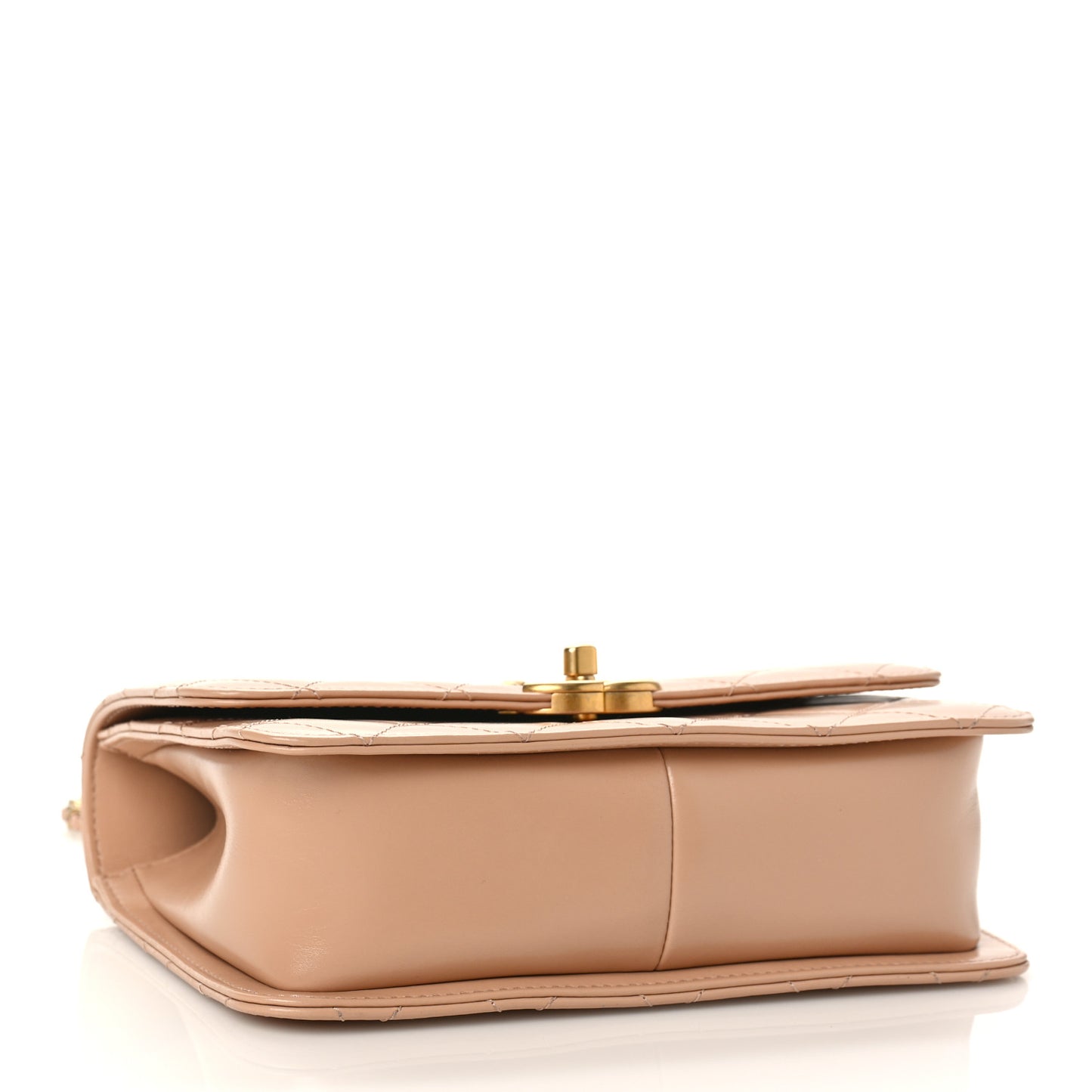 Calfskin Quilted Perfect Fit Flap Beige