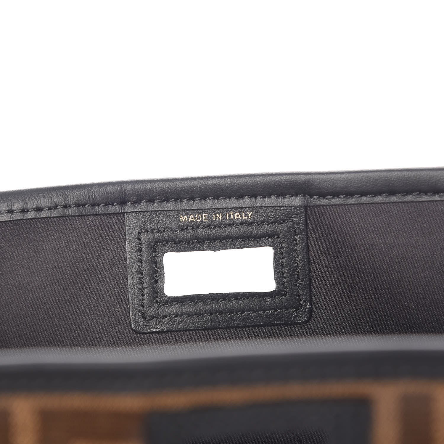 Fendi Glazed Fabric Vitello Century FF 1974 Stamp Patch Mini Peekaboo Defender Cover Mogano Panna Black 7 of 10