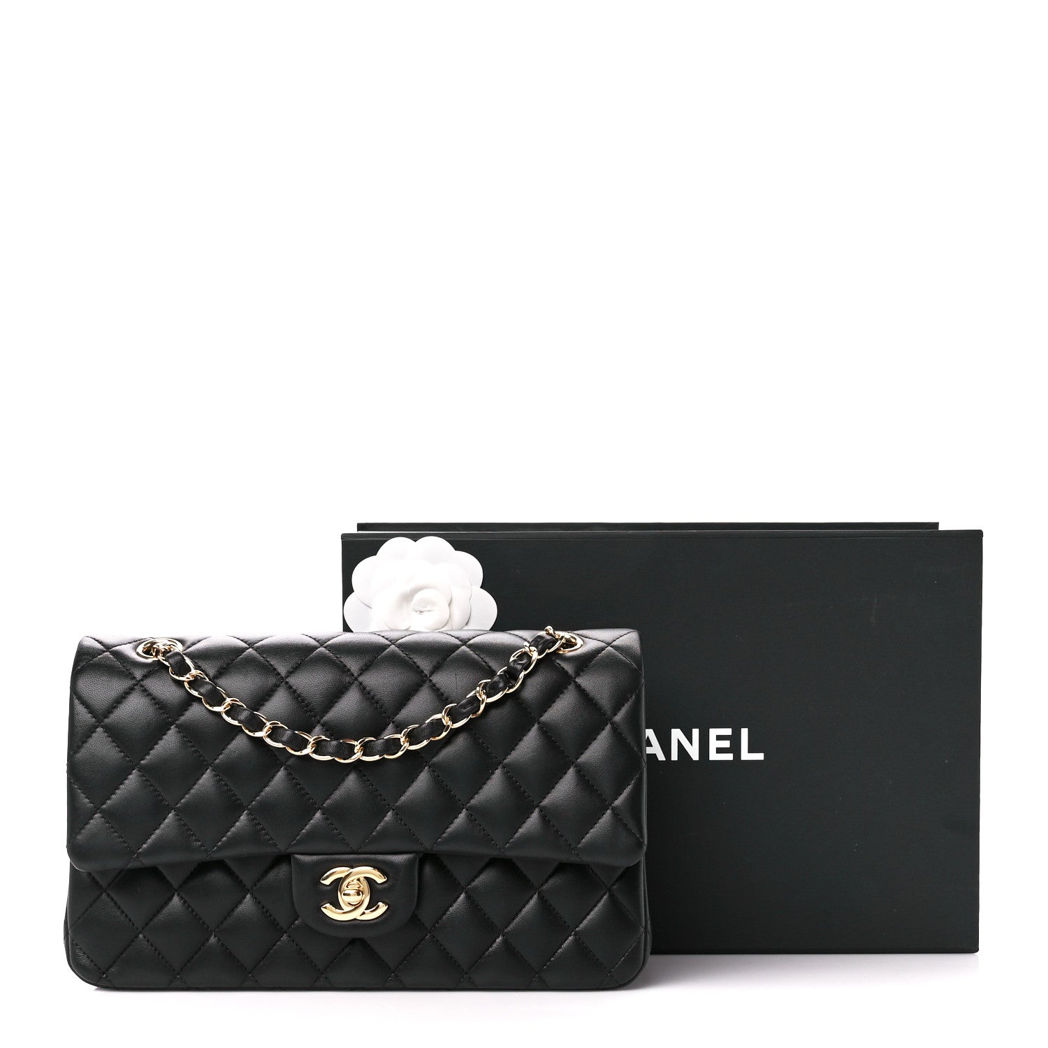 Chanel Lambskin Quilted Medium Double Flap Black 12 of 12