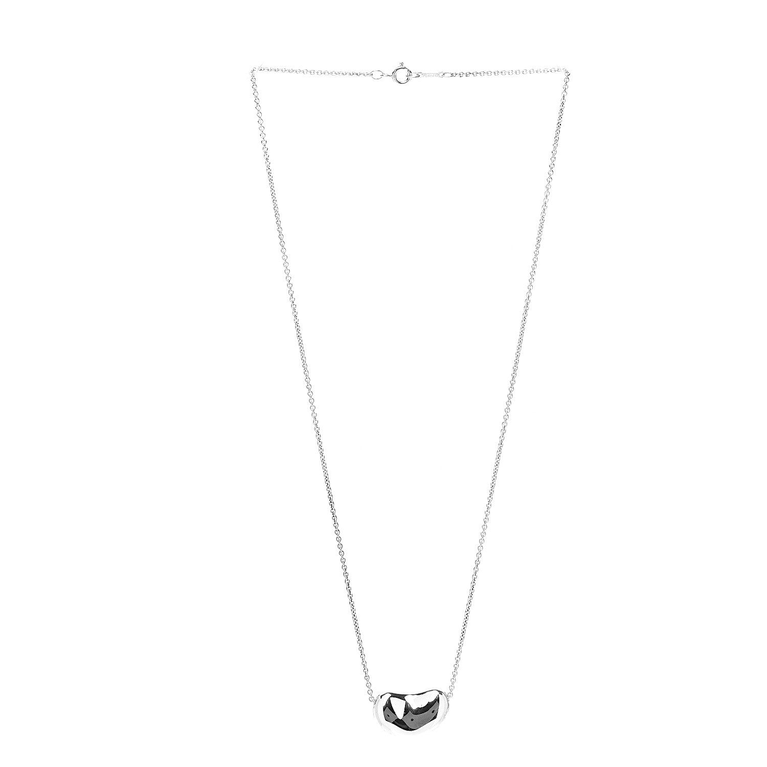 Tiffany Sterling Silver 20mm Elsa Peretti Bean Pendant Necklace 2 of 6