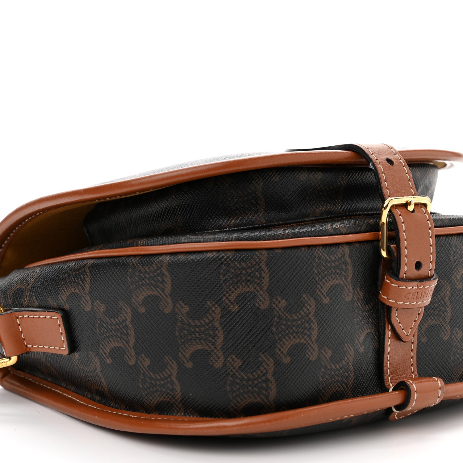 Celine Triomphe Canvas Medium Folco Bag Tan 7 of 9