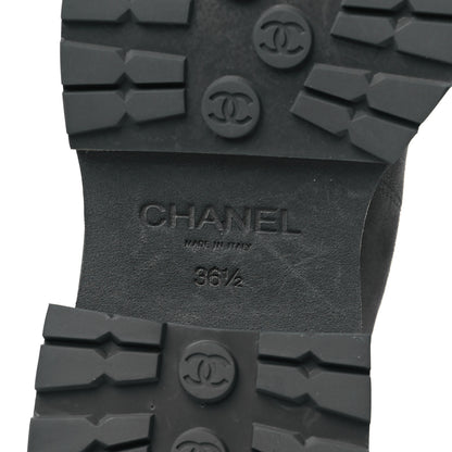 Chanel Suede Lambskin Cap Toe Ankle Boots 36.5 Grey 7 of 9