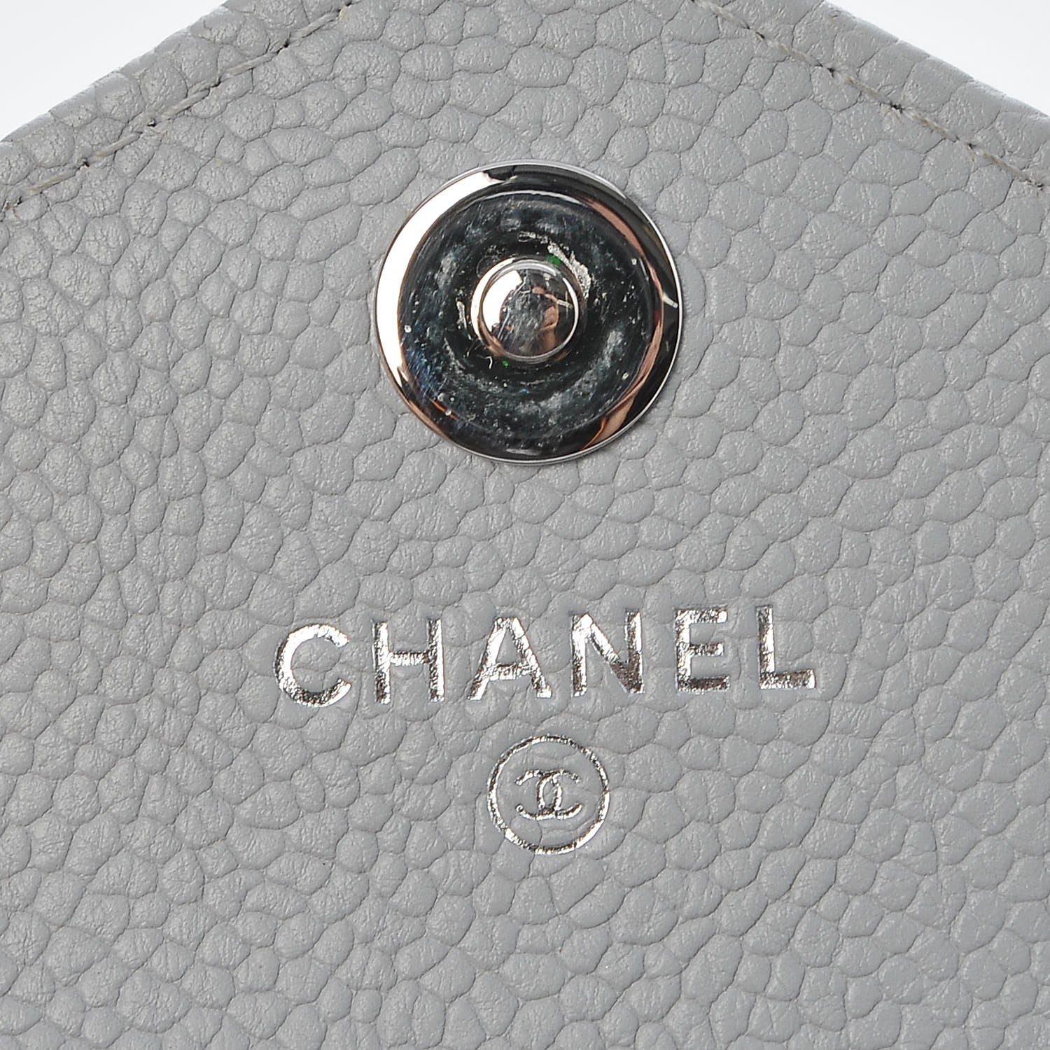 Chanel Caviar Chevron Quilted Card Holder Flap Wallet Grey 6 of 9
