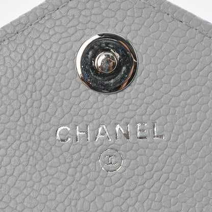 Chanel Caviar Chevron Quilted Card Holder Flap Wallet Grey 6 of 9
