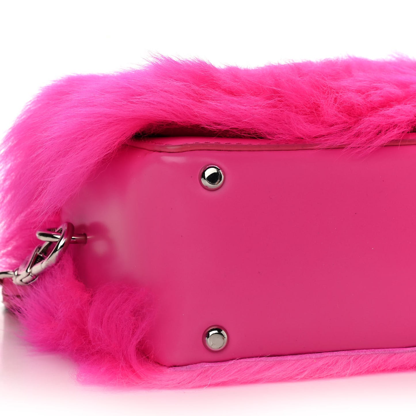 Shearling Calfskin Ray Baguette Crossbody Neon Pink
