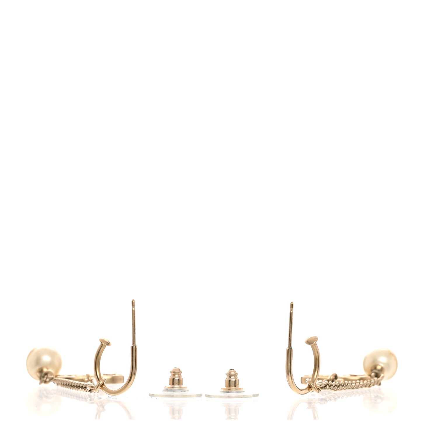 Pearl Enamel CC Chain Drop Earrings Gold