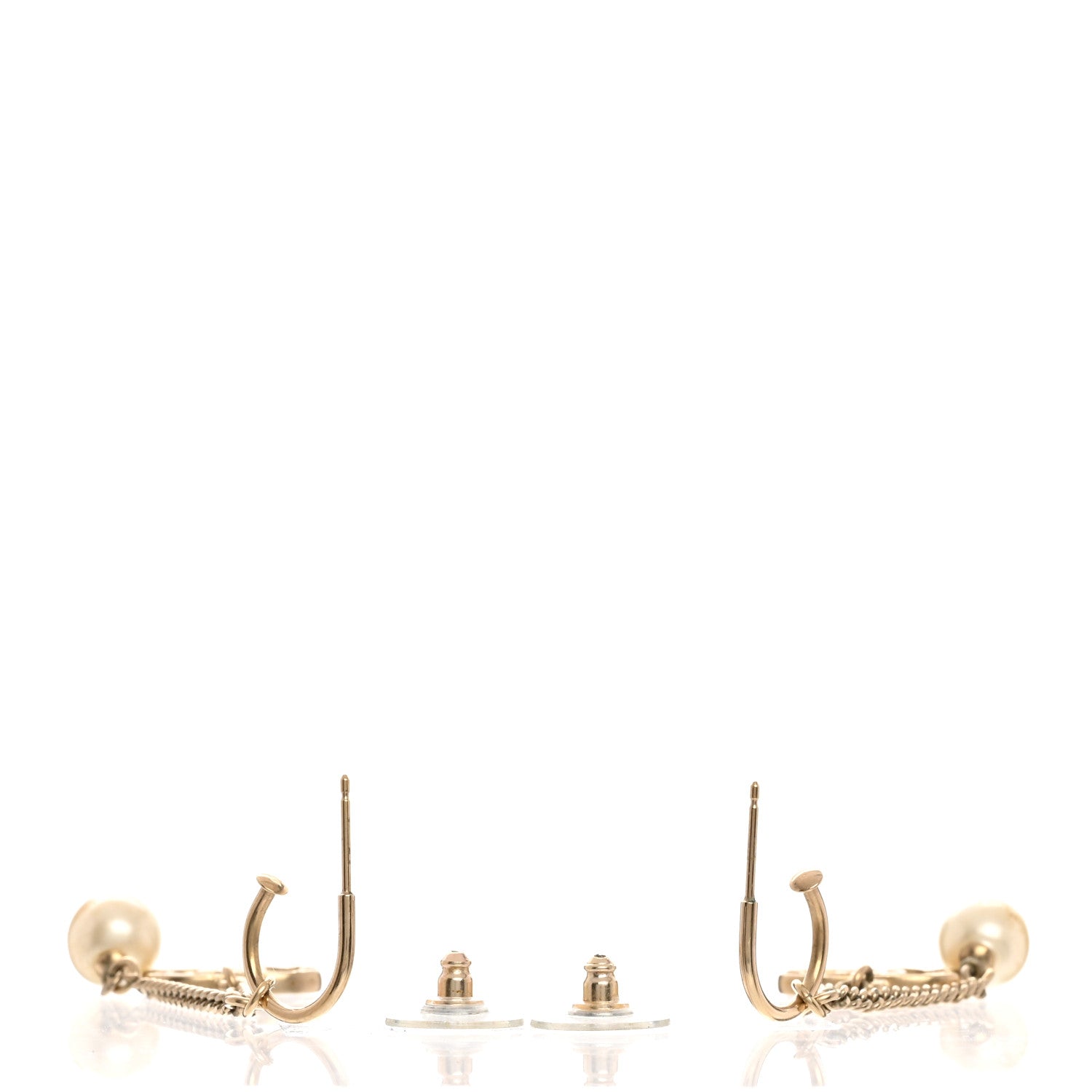 Chanel Pearl Enamel CC Chain Drop Earrings Gold 3 of 3