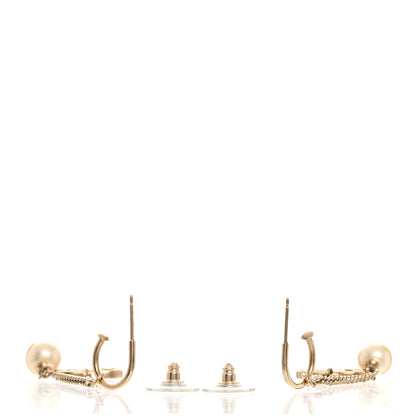 Chanel Pearl Enamel CC Chain Drop Earrings Gold 3 of 3