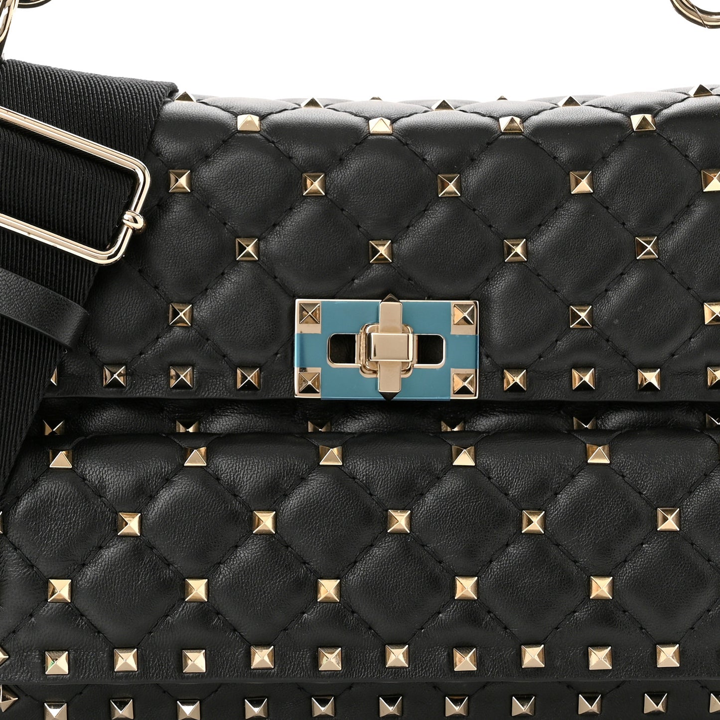 Lambskin Medium Rockstud Spike Shoulder Bag Black