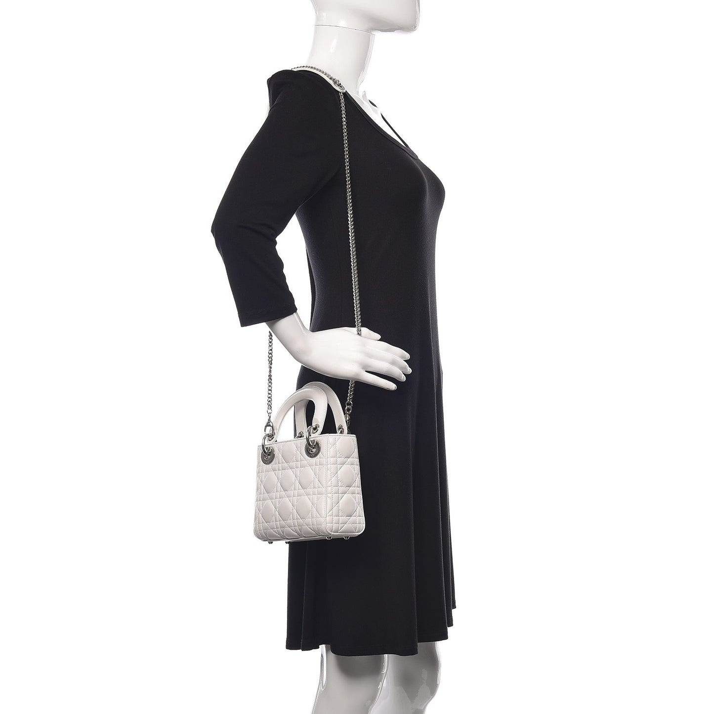 Lambskin Cannage Mini Lady Dior White
