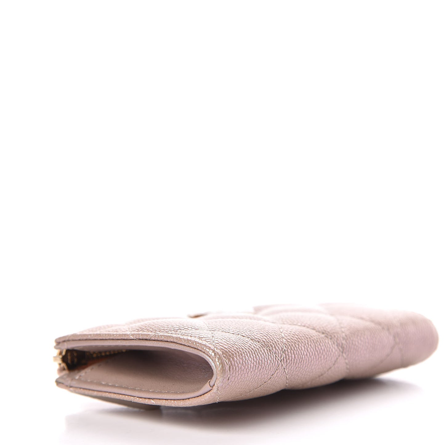 Iridescent Caviar Quilted Key Holder Case Beige