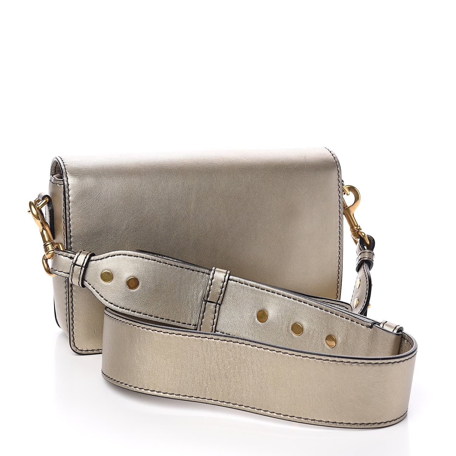 Christian Dior Metallic Smooth Calfskin Dio(r)evolution Flap Bag Gold 3 of 14