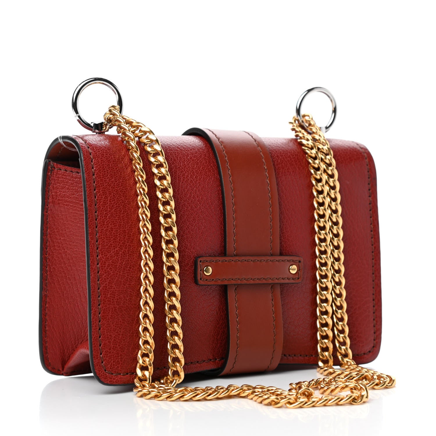 Chloe Shiny Goatskin Calfskin Mini Aby Chain Shoulder Bag Sepia Brown 2 of 4