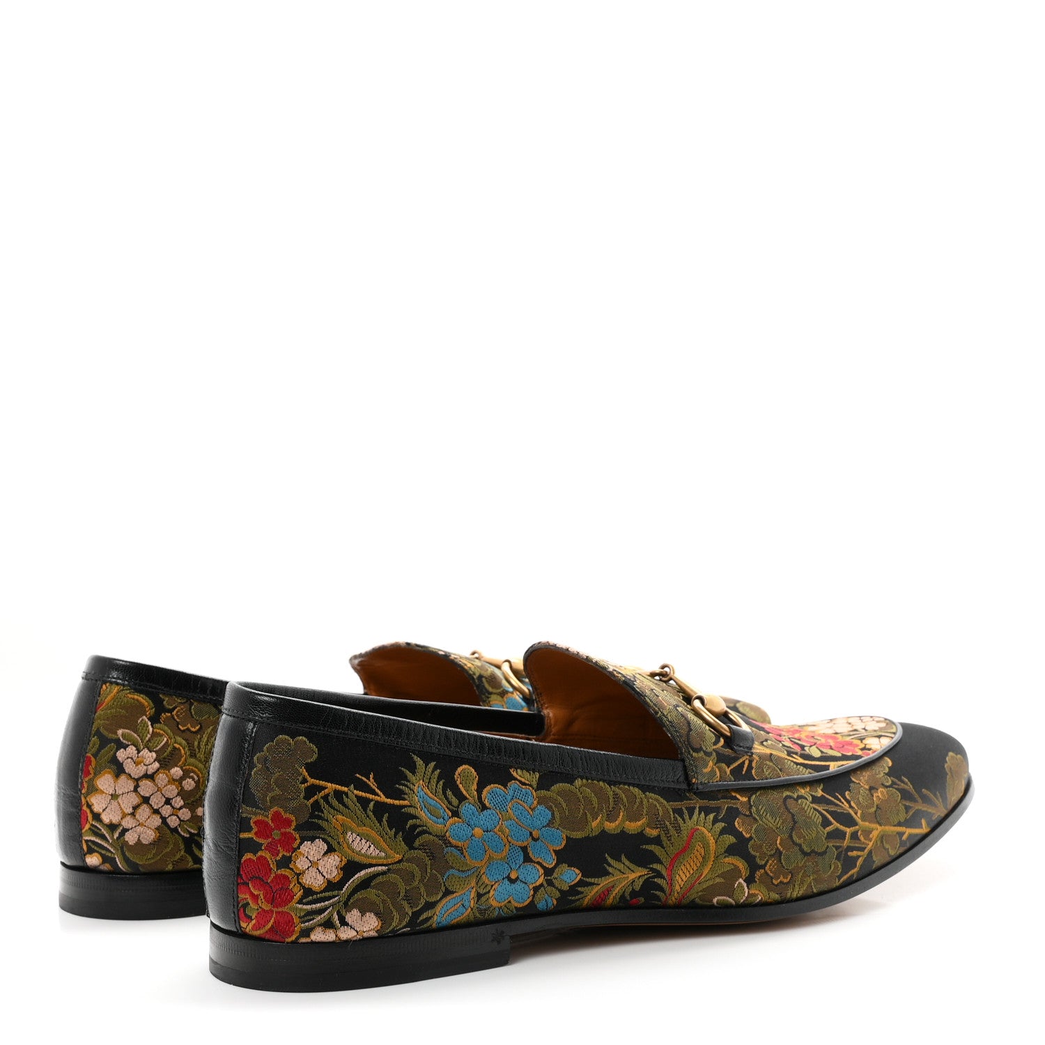 Gucci Jacquard Horsebit Artichoke Flower Mens Jordaan Loafers 10.5 Black Multicolor 5 of 9