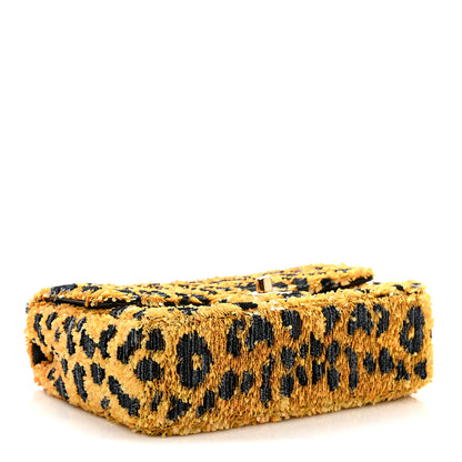 Chanel Sequin Mixed Fibers Leopard Print Mini Rectangular Flap Black Orange 4 of 11