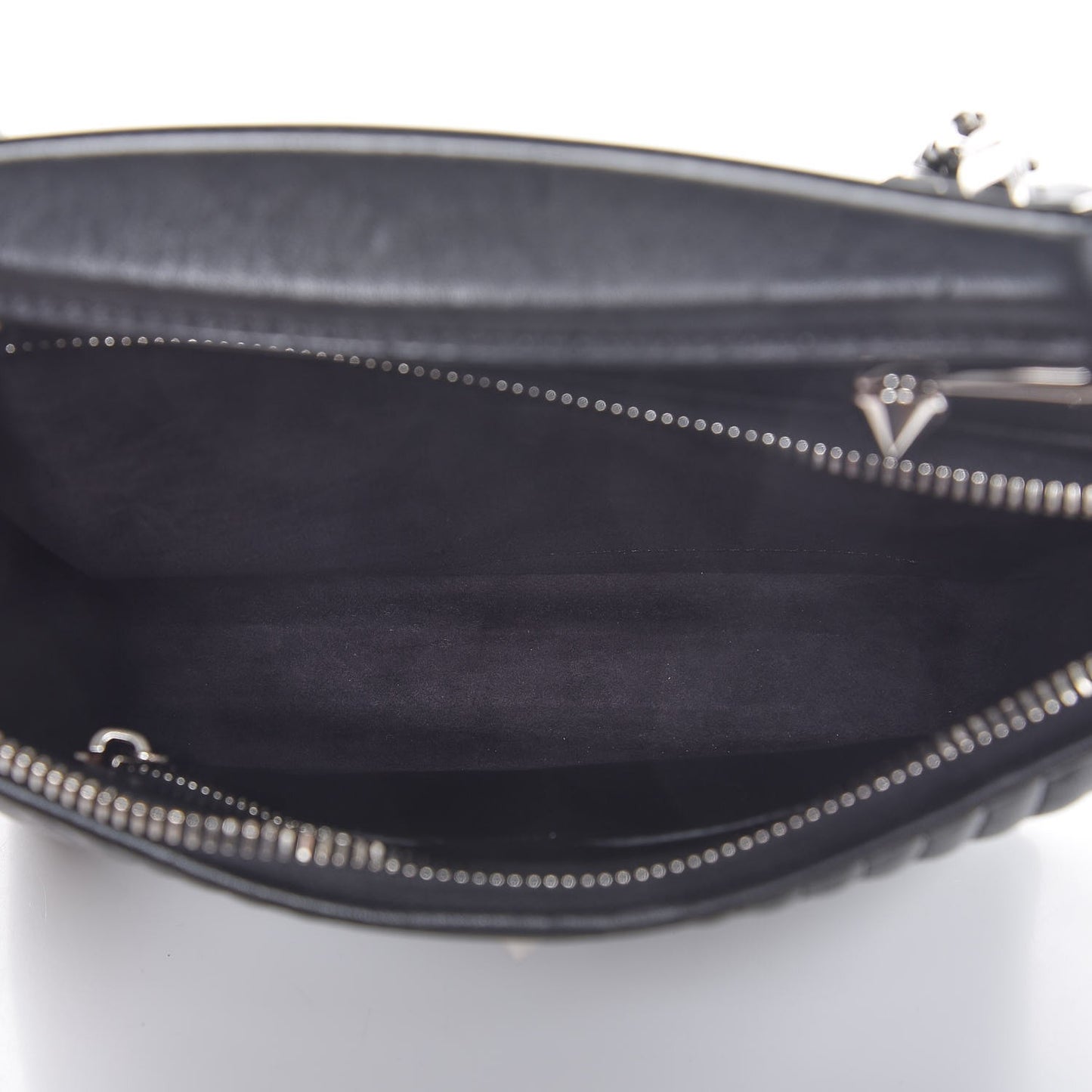 Shiny Nappa Trapuntata Small DotCom Click Top Handle Chain Satchel Black