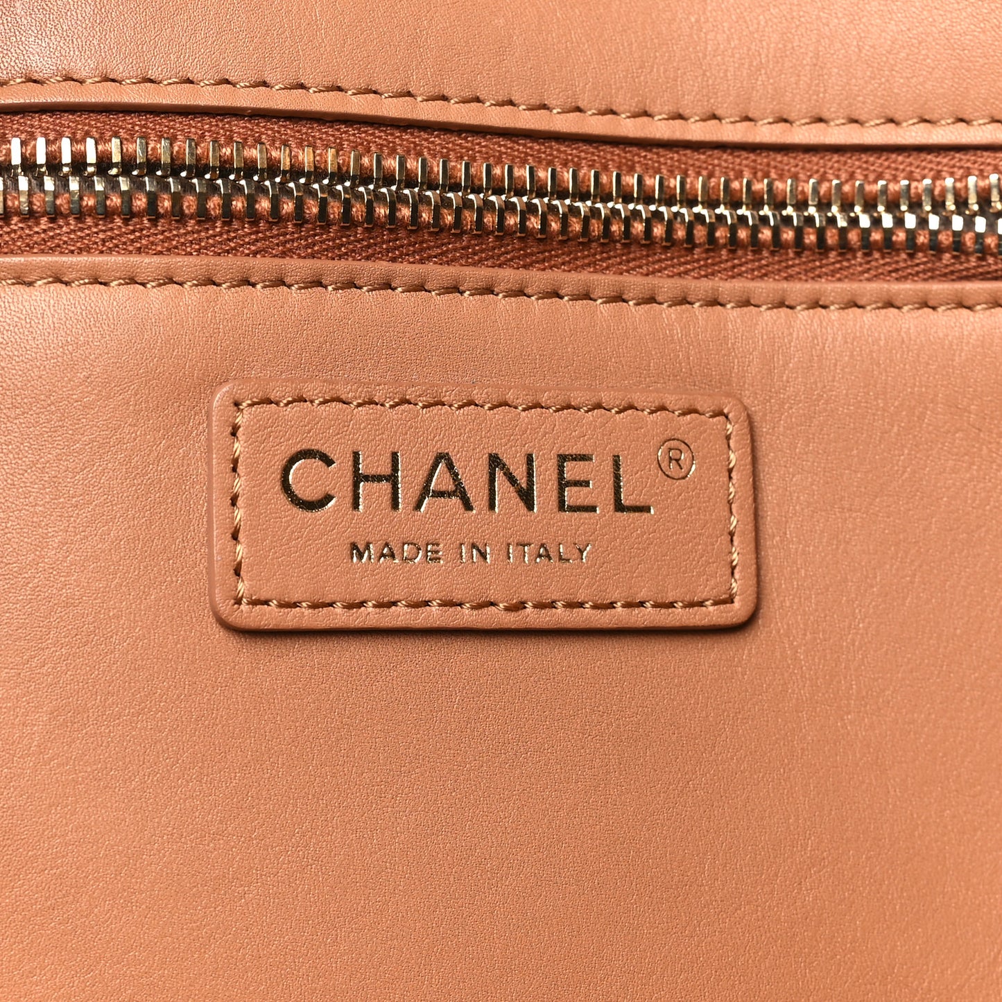 Calfskin Stitched Small Shopping Tote Brown