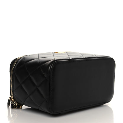 Chanel Lambskin Quilted Small Top Handle Vanity Case With Chain Black 4 of 11