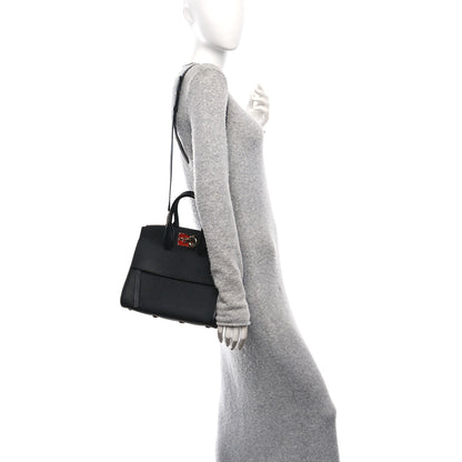 Salvatore Ferragamo Hammered Calfskin The Studio Bag Black 2 of 10
