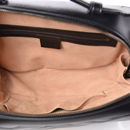 Gucci Calfskin Matelasse Sylvie Web Small GG Marmont Top Handle Shoulder Bag Black 5 of 11
