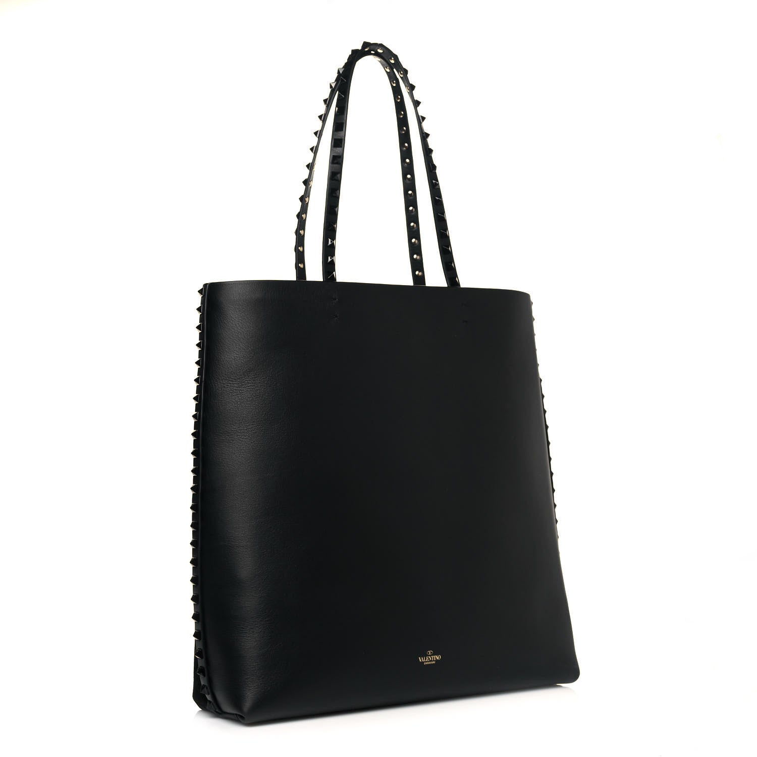 Valentino Garavani Suede Calfskin Rockstud Tote Black 3 of 12