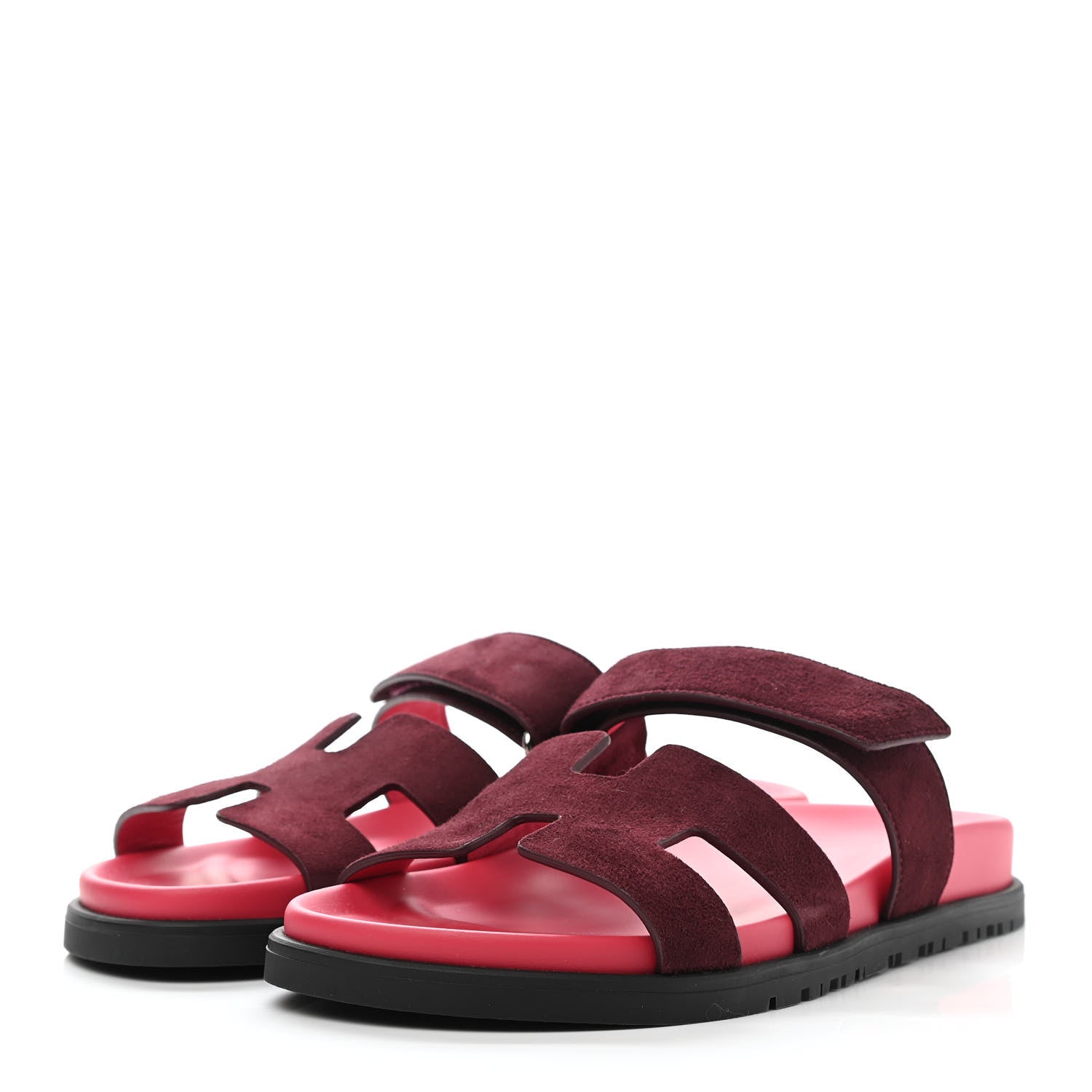 Hermes Suede Goatskin Womens Chypre Sandals 36.5 Rouge Marsala 3 of 8