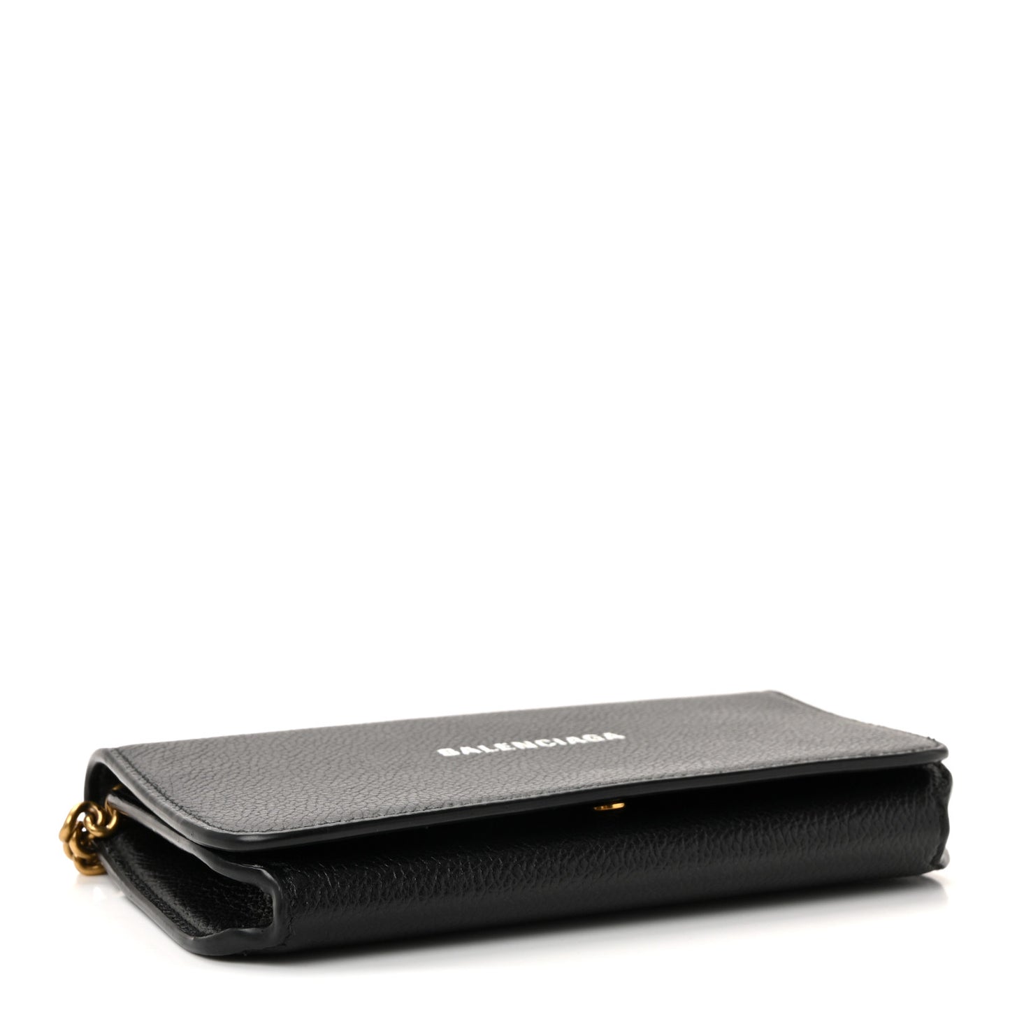 Grained Calfskin Logo Cash Phone Holder Wallet On Chain Black