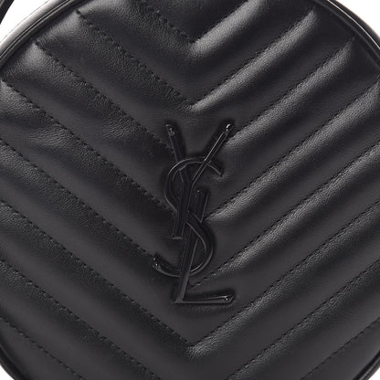 Saint Laurent Calfskin Matelasse Chevron Round Vinyle Camera Bag Black 7 of 9