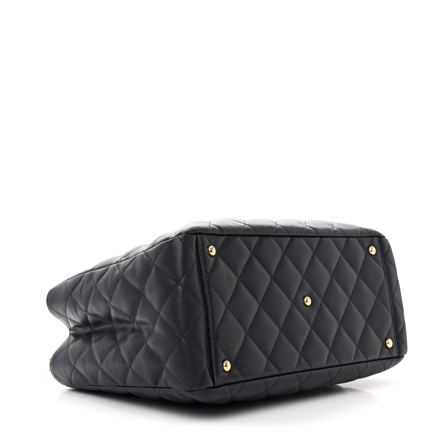Caviar Quilted Small Shopping Tote Navy Blue