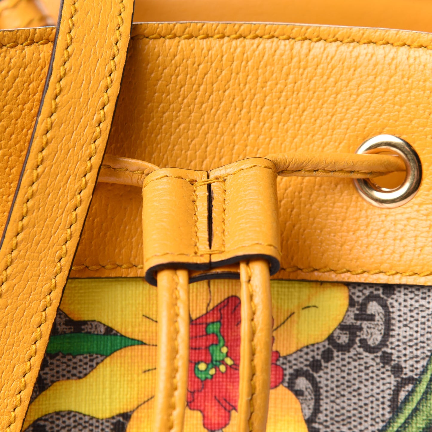 GG Supreme Monogram Flora Small Ophidia Bucket Bag Beige Multicolor Crop