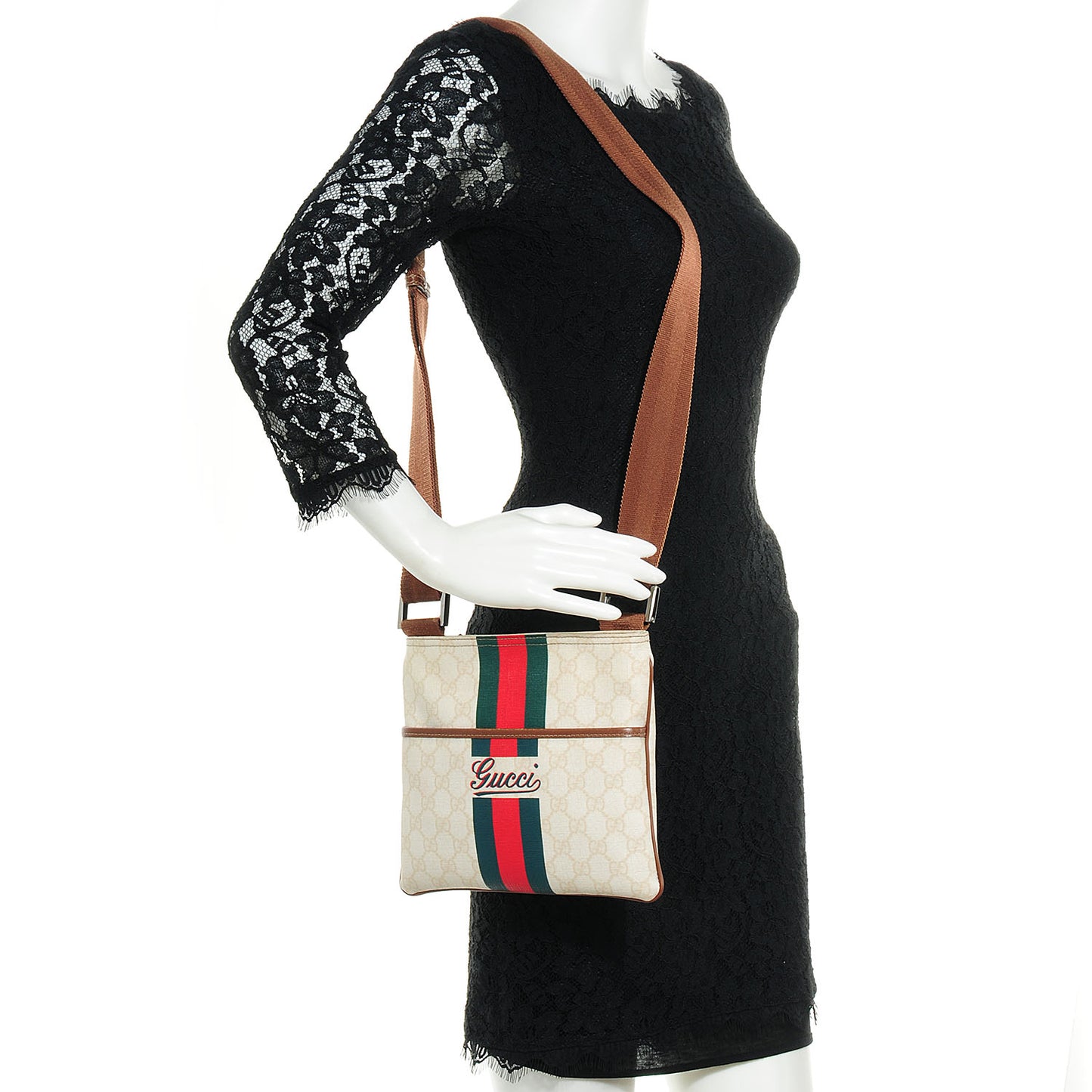 Monogram Stripe Flat Messenger Bag