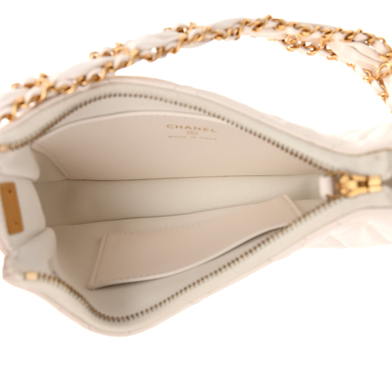 Chanel Crumpled Calfskin Quilted Braided CC Small Hobo White 5 of 13