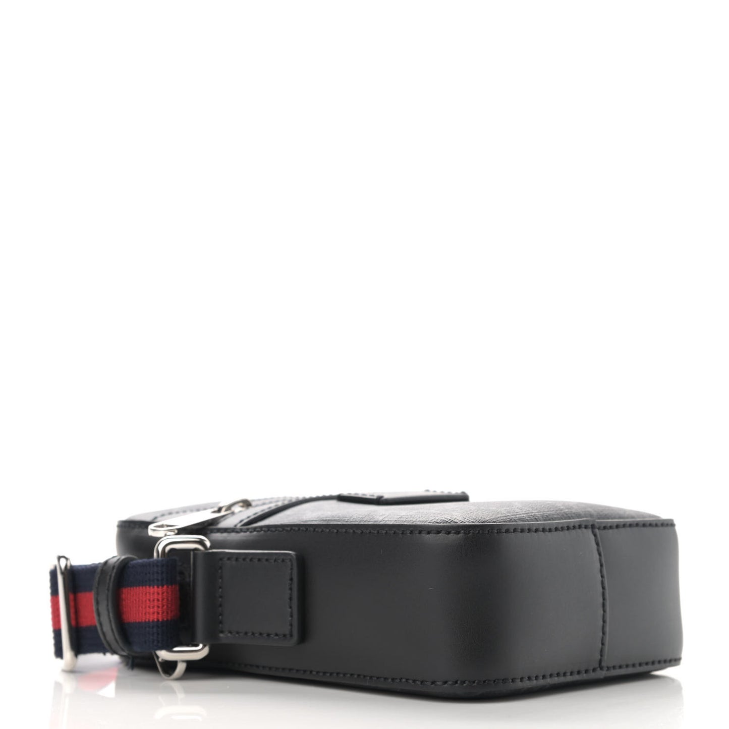 GG Supreme Monogram Appia Calfskin Web Small Camera Messenger Bag Black Grey
