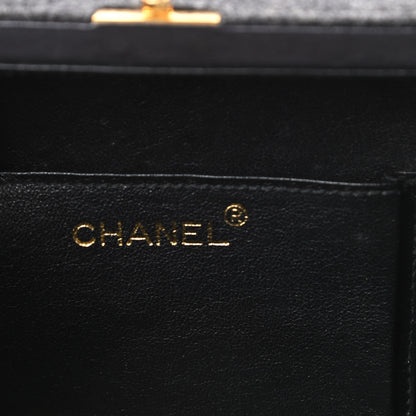 Chanel Wool Chevron Quilted CC Shoulder Bag Grey 6 of 10