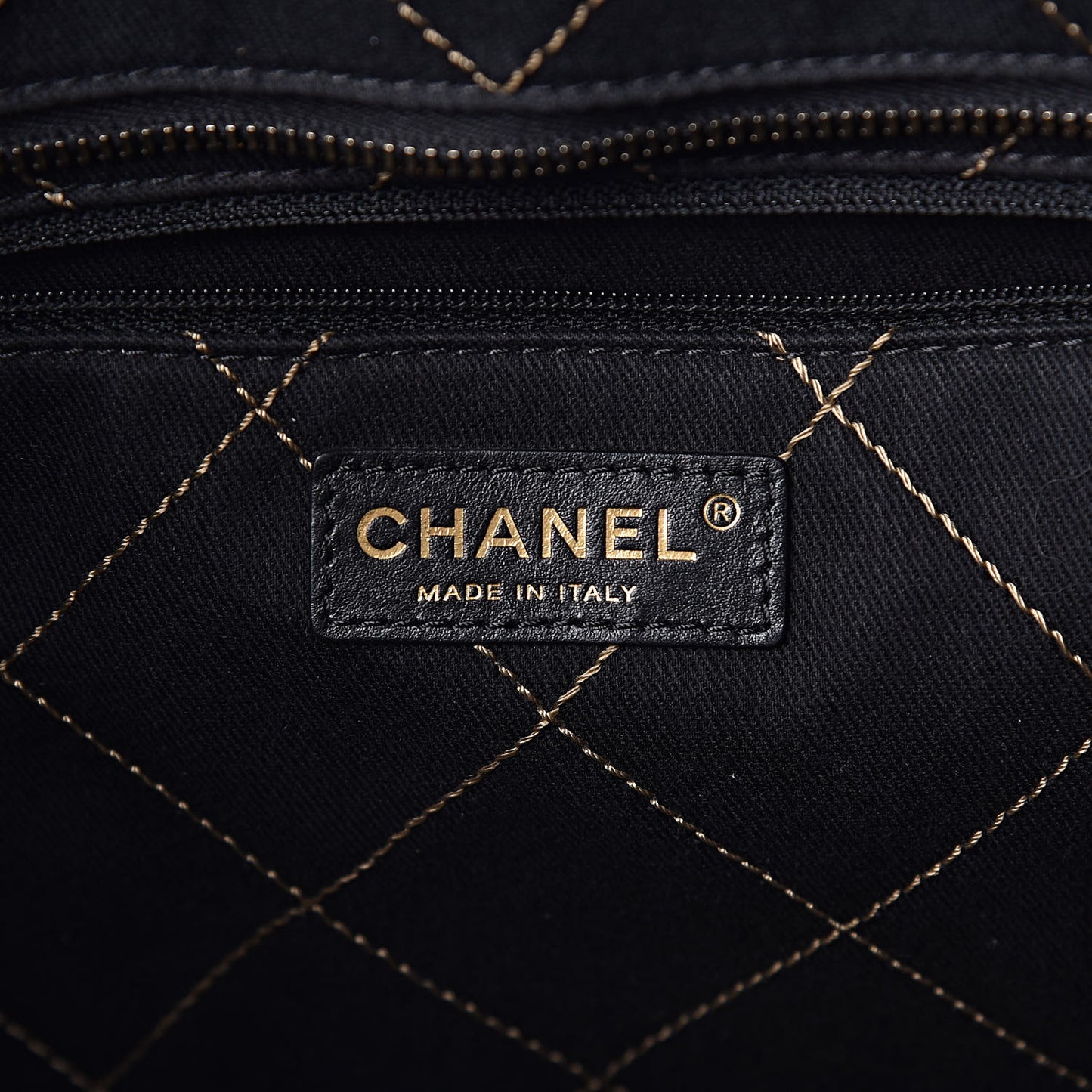Grained Calfskin Large Shopping Fever Tote Gold