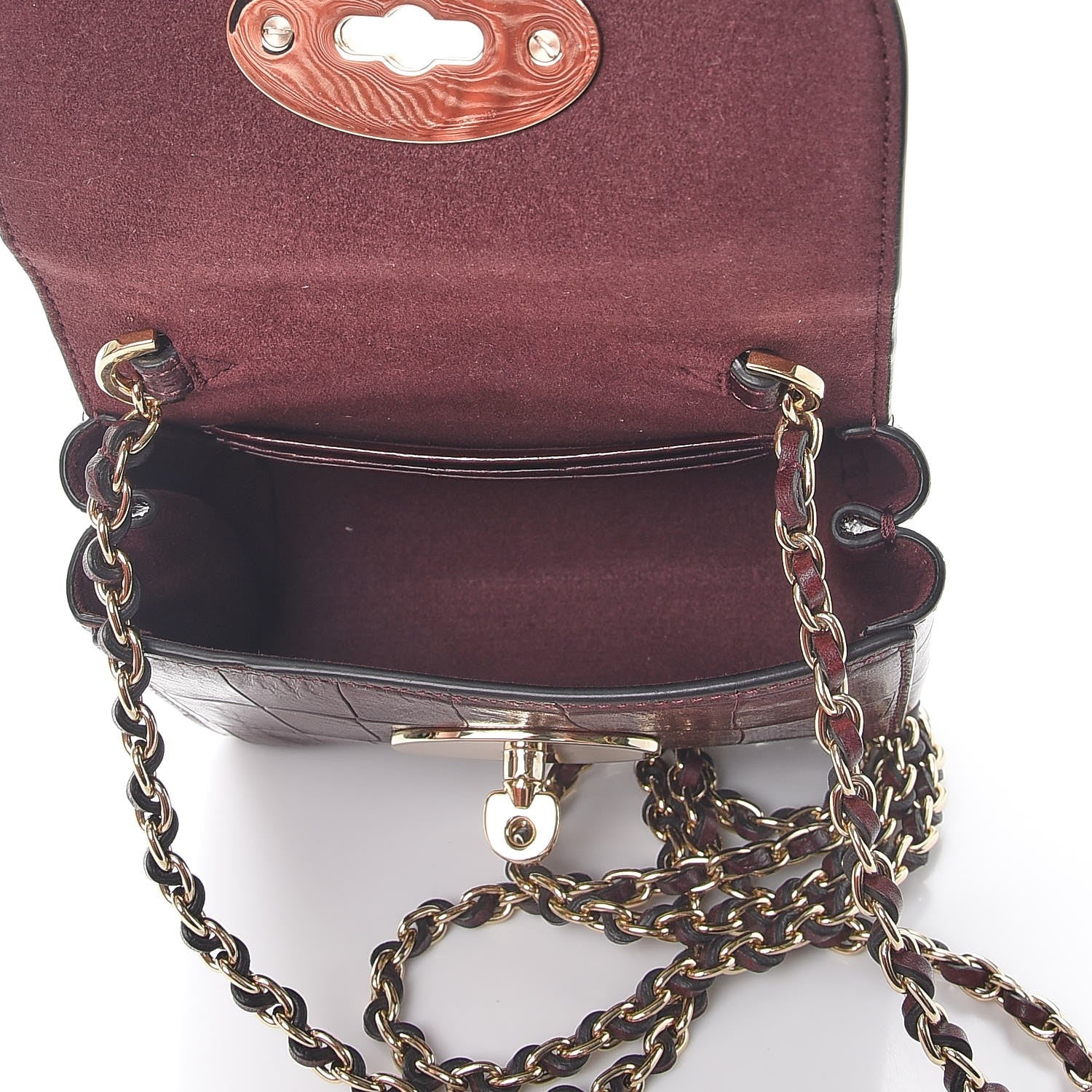 Mulberry Calfskin Crocodile Embossed Mini Lily Oxblood 6 of 8