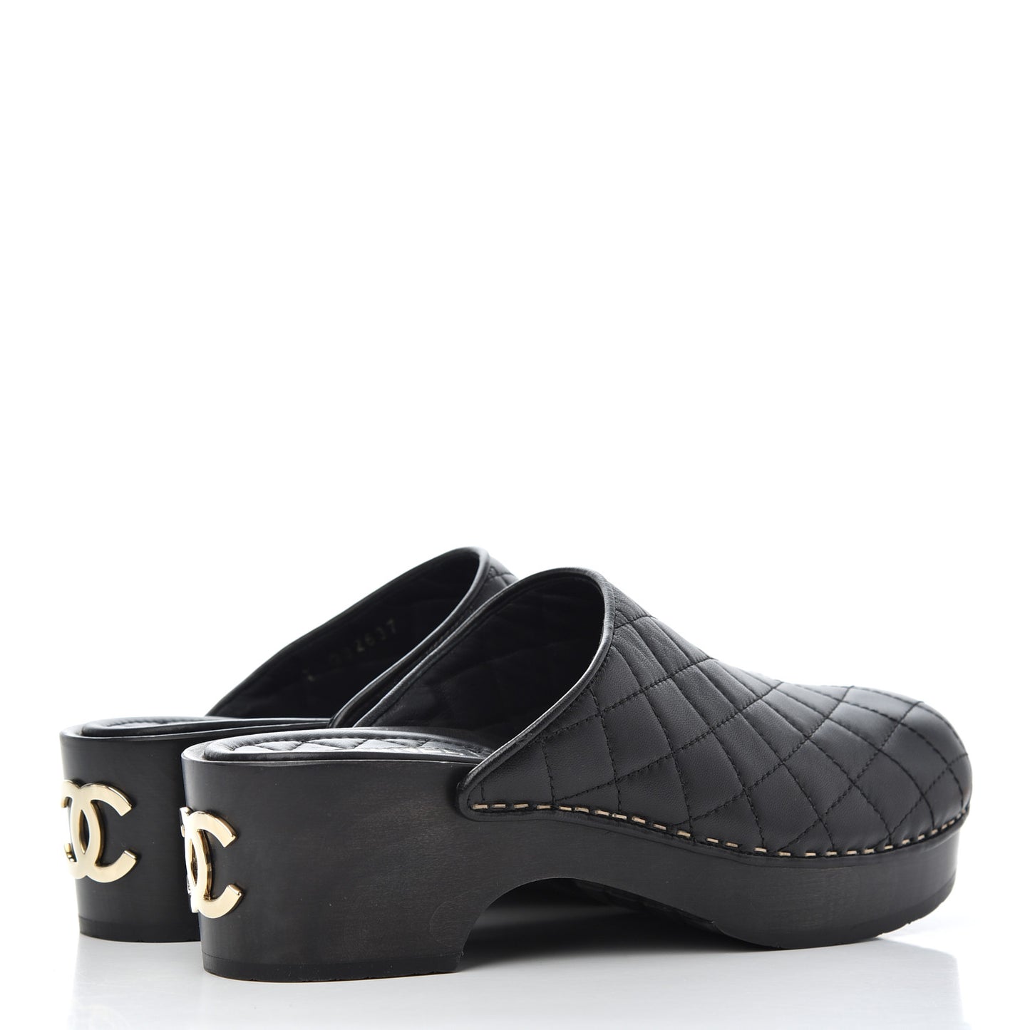 Lambskin Quilted CC Clogs 36 Black