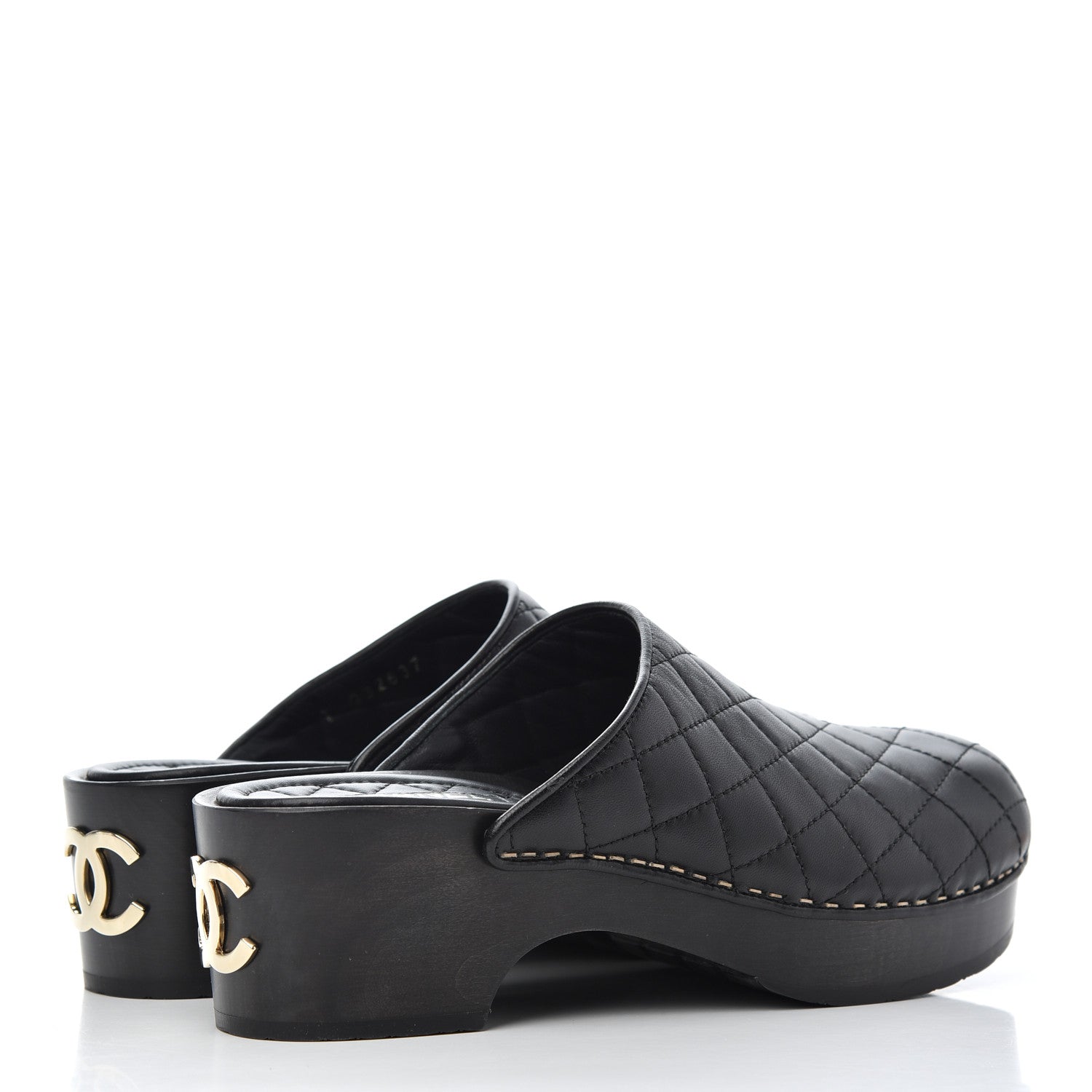 Chanel Lambskin Quilted CC Clogs 36 Black 4 of 10