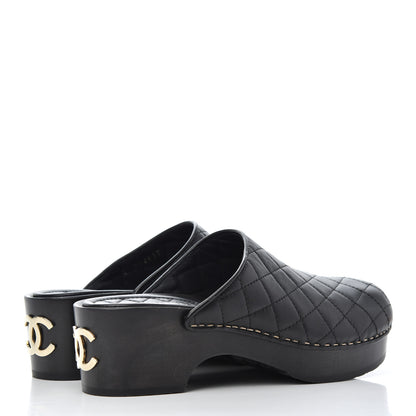Chanel Lambskin Quilted CC Clogs 36 Black 4 of 10