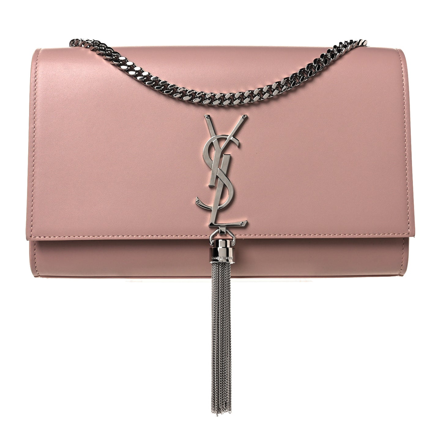 Smooth Calfskin Medium Classic Monogram Kate Tassel Satchel Pink