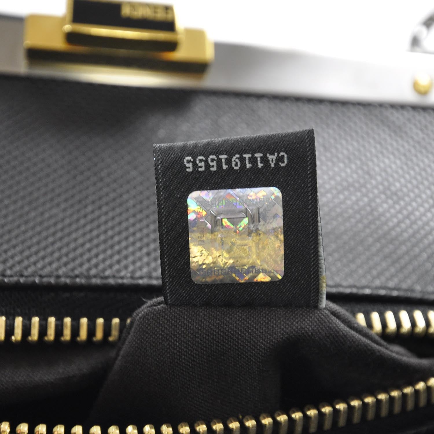 Fendi Goatskin Large Peekaboo Iconic Satchel Black 10 of 13
