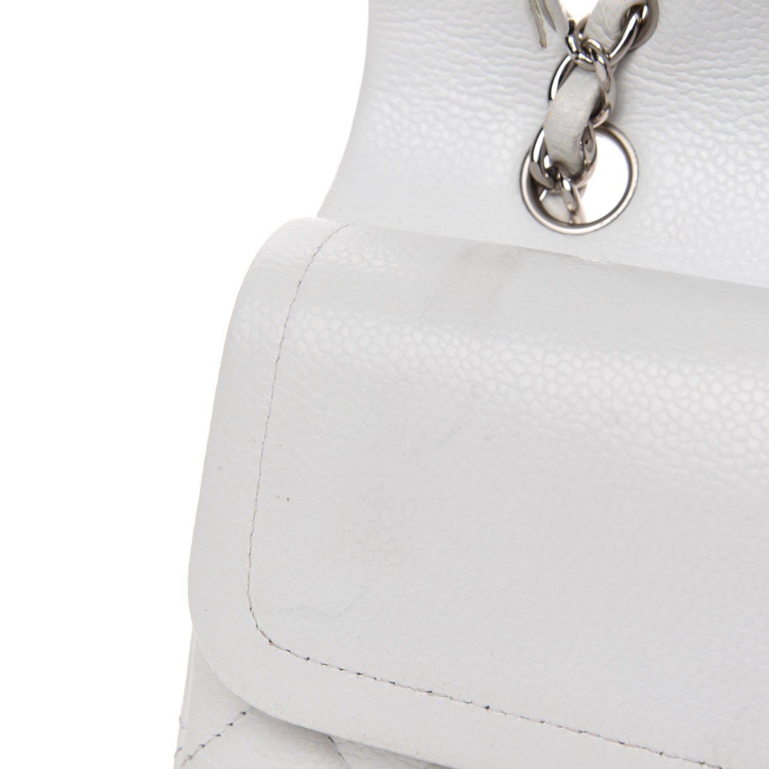 Chanel Caviar Quilted Medium Double Flap White 8 of 12