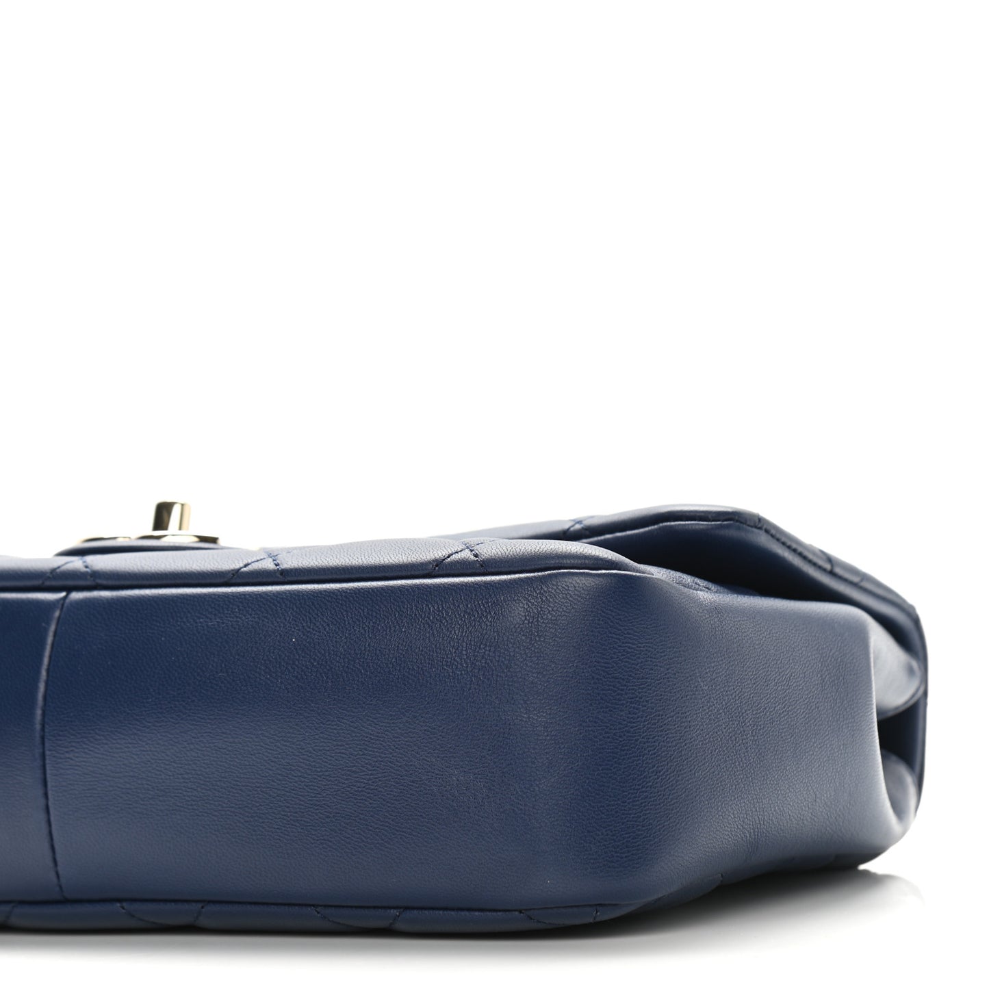 Lambskin Quilted Resin Bi-Color Chain Flap Bag Navy