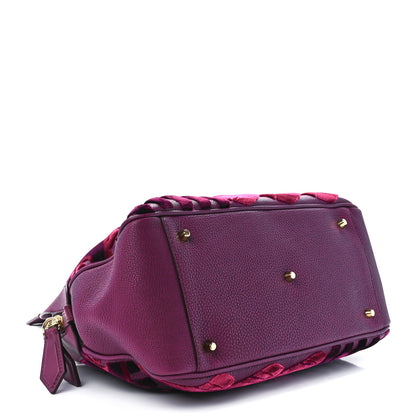 Burberry Calfskin Velvet Large Milverton Satchel Elderberry 4 of 11