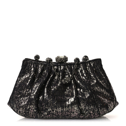 Judith Leiber Snakeskin Crystal Evening Clutch Black Silver 1 of 10