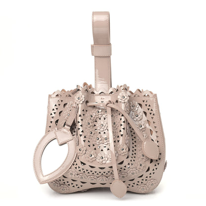 Alaia Patent Calfskin Laser Cut Floral Studded Rose-Marie 19 Bag Sable 1 of 7